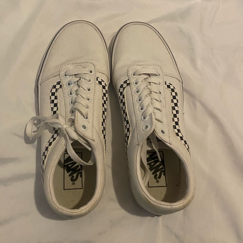 White checkered old school vans